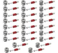 AERZETIX - C65852 - Juego de 25 herrajes de montaje excéntricos para empotrar + 25 espárragos Ø6x44mm - para panel de 16mm - en acero - carpintería ebanista mueble madera MDF melamina armario