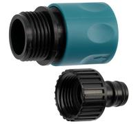 AERZETIX - C77199 - Juego kit de conector adaptador rápido con parada de agua para atornillar 3/4'' rosca exterior + racor rápido nariz de grifo rosca interior 3/4" para manguera de jardín - plástico