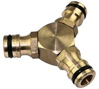 AERZETIX - Conector racor 1/2'' a 3 vías en Y para manguera de riego - adaptador/separador rápido para 3 mangueras de jardín - acero latón - C47459