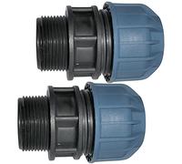 AERZETIX - Juego de 2 - Manguito/Adaptador Roscado - Reductor de Compresión Recto - Conexión Rosca Macho 1 1/4'' - para Tubería de Agua Ø32mm - en Polipropileno - Conector/Reparador