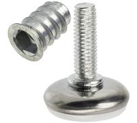 AERZETIX - Juego de 4 pies Patas niveladoras Regulables M8 para Muebles a roscar + 4 Insertos roscados M8 | Accesorios para mesas, sillas y escritorios de Madera Ajustables en Altura