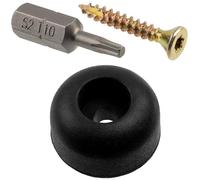 AERZETIX - Kit de 4 patas de muebles Ø17.5x9.5 mm de caucho + 4 tornillos para madera de cabeza avellanada Ø3x20mm + 1 punta estrella de atornillador 1/4 T10 | para estante cómoda sofá