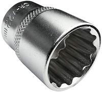AERZETIX - Llave de vaso/Punta - Corta - 1/2x22mm - para atornillar/trinquete manual/neumático - Cuerpo cilíndrico - 12 lados/bi-hexagonal - en acero CR-V - Color plata - C45242