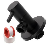 AERZETIX - Válvula de Parada en Ángulo 1/2"x3/8" con Roseta y Junta PTFE - Latón con Acabado Ennegrecido - Grifo de Agua Potable Sanitario para Lavabo Baño Cocina