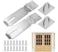 AFASOES 2 Pcs Cierre de Candado 12.7cm/5 Pulgadas Porta Candado Bisagras Acero Inoxidable Cierre Baúl Candado Cierre Candado Armario Cerrojo Puerta Pestillo para Armario Puerta Portón + 18 x Tonillos