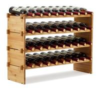 AffinityFurn - Armario para botellas de bambú de 4 niveles, estante para 36 botellas de vino, 84 x 58 x 26 cm, almacenamiento de botellas de agua para bodega, cocina, bares, natural