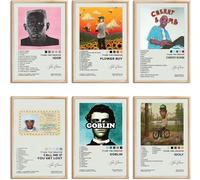 Afiches de Tyler The Creator, rapero, música, firmados, portadas de álbum limitadas, impresiones en lienzo, arte mural, conjunto de 6 para decoración estética de salón, dormitorio, música