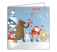Afie 23012 - Tarjeta cuadrada con diseño de Papá Noel, diseño de oso de conejo, pájaros, árbol de Navidad