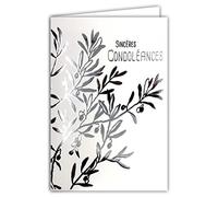 Afie 64-1041 Tarjeta Sinceras Condolencias Rama olivo Árbol Hojas Símbolo Paz Sabiduría Eternidad Plata