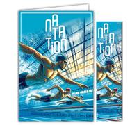 AFIE 69-1011 - Tarjeta de natación con sobres de 12 x 17,5 cm para deportes acuáticos nadadores en piscina campeón o apoyo - Colección Passion Sports de los Juegos Olímpicos - Fabricado en Francia