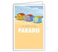 Afie 69-4340 - Tarjeta postal de un pequeño rincón de paraíso con sobre, tamaño 17 x 11,5 cm - Cabinas de playa - Surf Vacances Día del Mar Jubilación vintage
