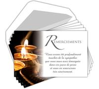 AFIE C5252X10 - Lote de 50 tarjetas de agradecimiento y condolencias idénticas + 50 sobres blancos, formato 9 x 14 cm, diseño de duelo funeral, papel mate de calidad, fabricado en Francia