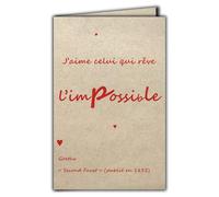 AFIE CIT-1013 - Tarjeta de cita sobre papel natural con fibra con sobres Me gusta el que sueña lo imposible Goethe Second Faust - Fabricado en Francia sobre papel procedente de bosques gestionados