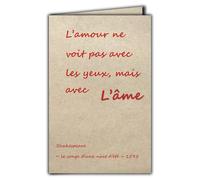 AFIE CIT-1018 - Tarjeta de cita en papel natural con fibra con sobres El amor no ve con los ojos, sino con el alma Shakespeare el sueño de una noche de verano - Hecho en Francia