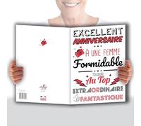 AFIE MX-4015 MAXI - Tarjeta gigante grande XXL para cumpleaños y mujer (32 x 23 cm), diseño fantástico de 1 año más, ideal para regalo a una amiga, madre, hija, fabricado en Francia
