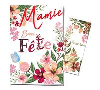 Afie Tarjeta con marcapáginas de oro brillante para Toi Mamie Buena Fiesta Gran Madre Madre Madre Marte Primavera con Sobre Incluido, Fabricado en Francia