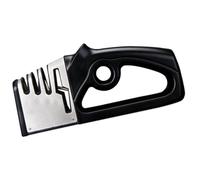 Afilador de Cuchillas para Cocina, Mango Ergonómico Negro | Antideslizante, Afila Tijeras, Diseño Compacto, Plástico, Acero y Diamante, Uso Doméstico Diario