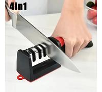 Afilador de Cuchillos de 3/4 Segmentos, Piedra de Afilar Manual Multifuncional para Cocina con Base Antideslizante, Herramientas de Afilado para Utensilios de Cocina 4 Segment L