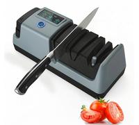 Afilador eléctrico de cuchillos, con 3 velocidades, pantalla LCD y depósito magnético para las virutas