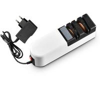 Afilador eléctrico Unyqoos®: multifuncional para uso doméstico y profesional, con 2 discos de molienda (grueso/fino), guía de ángulo y base antideslizante