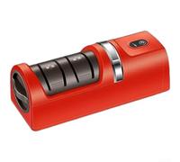 Afilador Eléctrico USB Recargable 3 Niveles para Cuchillos de Cocina y Hachas - Afiladora Automática Rápida 18cm(Red)