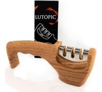 Afilador Unyqoos® – Estación de afilado profesional con sistema de afilado de 3 etapas, diseño de aspecto madera (no es madera real), base antideslizante y mango ergonómico, para cuchillos de acero y 