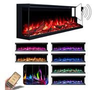 AFLAMO Chimenea Eléctrica LED Unique Pro 180, Montaje Empotrado, Control por App, Compatible con Alexa, Calefacción y Efectos de Llama Multicolor, con Sonido y Calefacción (180x39x20)