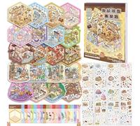 Afufu Pegatinas Infantiles Adultos 3D Sticker Scene, 20Pcs DIY 3D Casa Libro Pegatinas Reutilizables, Niños Libro de Escenas en Miniatura, Creativo Alivio del Estrés Relajación Diversión Artesanal