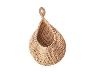 AFXGUSD con Forma de Lágrima, Macetero de Pared Tejido, Decoración de Pared Bohemia para Cocina, Restaurante, Hogar, Dormitorio, Caqui, 28cmx35cm