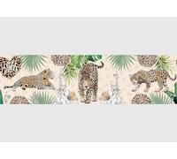 AG Design AWB 8264 - Cenefa autoadhesiva para pared, diseño de leopardo salvaje, para cocina, salón, multicolor, 500 x 13,8 cm
