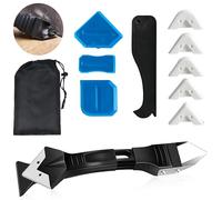 AG LogiShop Kit Herramientas Aplicador Silicona + 4 Raspadores + Bolsa de Almacenamiento | Herramienta de Calafateo Silicona, Removedor de Masas, Raspador Silicona para Juntas y Azulejos.