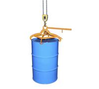 Agarrador de bidones con sistema de sujeción de 4 puntos eurokraft pro, para bidones de acero de 200 l con tapón y con tapa, bidones cilíndricos de plástico de 220 l