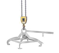Agarrador de bidones con sistema de sujeción de 4 puntos eurokraft pro, para bidones de acero de 200 l con tapón y con tapa, bidones cilíndricos de plástico de 220 l