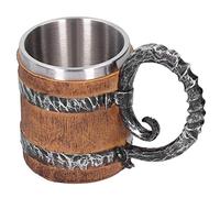 Agatige Jarra De Cerveza Viking, 16.9 Oz De Acero Inoxidable Tazas De Café Jarra De Cerveza Viking Jarra Novedosa Con Asa Y Forma De Barril De Roble Para Hombres Accesorios Para Bares Y Restaurantes