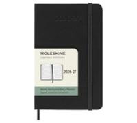 Moleskine Agenda Semanal 2026 2027 - Agenda horizontal de 18 meses con tapa dura y cierre elástico, color negro, formato Pocket 9 x 14 cm