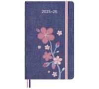 Moleskine Agenda 2025-2026 Sakura, Agenda Semanal 18 Meses, Tapa Dura y Cierre Elástico, con Tarjeta de Felicitación y Pegatinas Temáticas, Tamaño Grande 13 x 21 cm