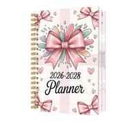 Agenda 2026-2028 - Cuaderno de papel grueso encuadernado en espiral de 36 meses, calendario de 3 años 2026-2027-2028, planificador mensual para escuela, oficina, trabajo, citas, agenda académica