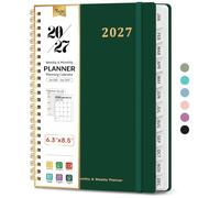 Agenda 2027, agenda semanal y mensual de 16 cm x 21,6 cm, enero de 2027 a diciembre de 2027, agenda escolar grande de tapa dura con pestañas, perfecta para suministros escolares y de oficina, A5