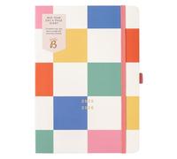 Agenda académica de mitad de año, tamaño A5, 25-26 de agosto, cubierta multicolor, diseño diario, lazo para bolígrafo, notas y horarios