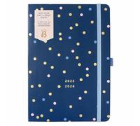 Agenda académica de mitad de año, tamaño A5, 25-26 de agosto, diario lunar azul, planificador diario, lazo para bolígrafo, notas