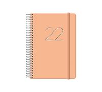 Agenda Anual 2022- Organizador Semanal - Cada Día Una Página - Tamaño Mediano 12,5 x 18 cm - Modelo Gloss - Color Melocotón - Planificador Mensual Portable - De Anillas - Dohe