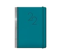 Agenda Anual 2022- Organizador Semanal - Cada Día Una Página - Tamaño Mediano 15 x 21 cm - Modelo Cabana - Color Verde - Planificador Mensual Portable - De Anillas - Dohe