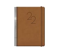 Agenda Anual 2022- Organizador Semanal - Cada Día Una Página - Tamaño Mediano 15 x 21 cm - Modelo Cabana - Color Cámel - Planificador Mensual Portable - De Anillas - Dohe