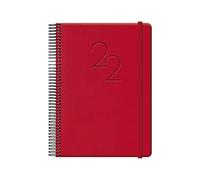 Agenda Anual 2022- Organizador Semanal - Cada Día Una Página - Tamaño Mediano 15 x 21 cm - Modelo Cabana - Color Rojo - Planificador Mensual Portable - De Anillas - Dohe