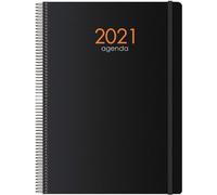 Agenda Anual 2023- Organizador Semanal - Cada Día Una Página - Tamaño Mediano 15 x 21 cm - Modelo Syncro - Color Negro - Planificador Mensual Portable - De Anillas - Dohe