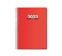 Agenda Anual 2023- Organizador Semanal - Cada Día Una Página - Tamaño Mediano 15 x 21 cm - Modelo Metrópoli - Color Rojo - Planificador Mensual Portable - De Anillas - Dohe