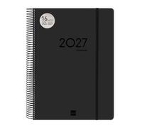 Agenda Anual (2026-27) Finocam 16 Meses Internacional Ikon Espiral Tapa Pp D/P E40 210X297 Con Goma Negro