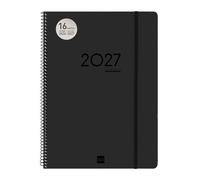Agenda Anual (2026-27) Finocam 16 Meses Internacional Ikon Espiral Tapa Pp S/V E40 210X297 Con Goma Negro