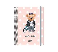 Agenda Anual Bears - 2022- Organizador Semanal - Cada Día Una Página - Tamaño Mediano 15 x 21 cm - Modelo Bike - Planificador Mensual Portable - De Anillas - Dohe