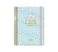Agenda Anual Bears - 2022- Organizador Semanal - Cada Día Una Página - Tamaño Mediano 15 x 21 cm - Modelo Wish - Planificador Mensual Portable - De Anillas - Dohe